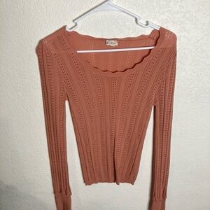 Coral Knit Long Sleeve Top